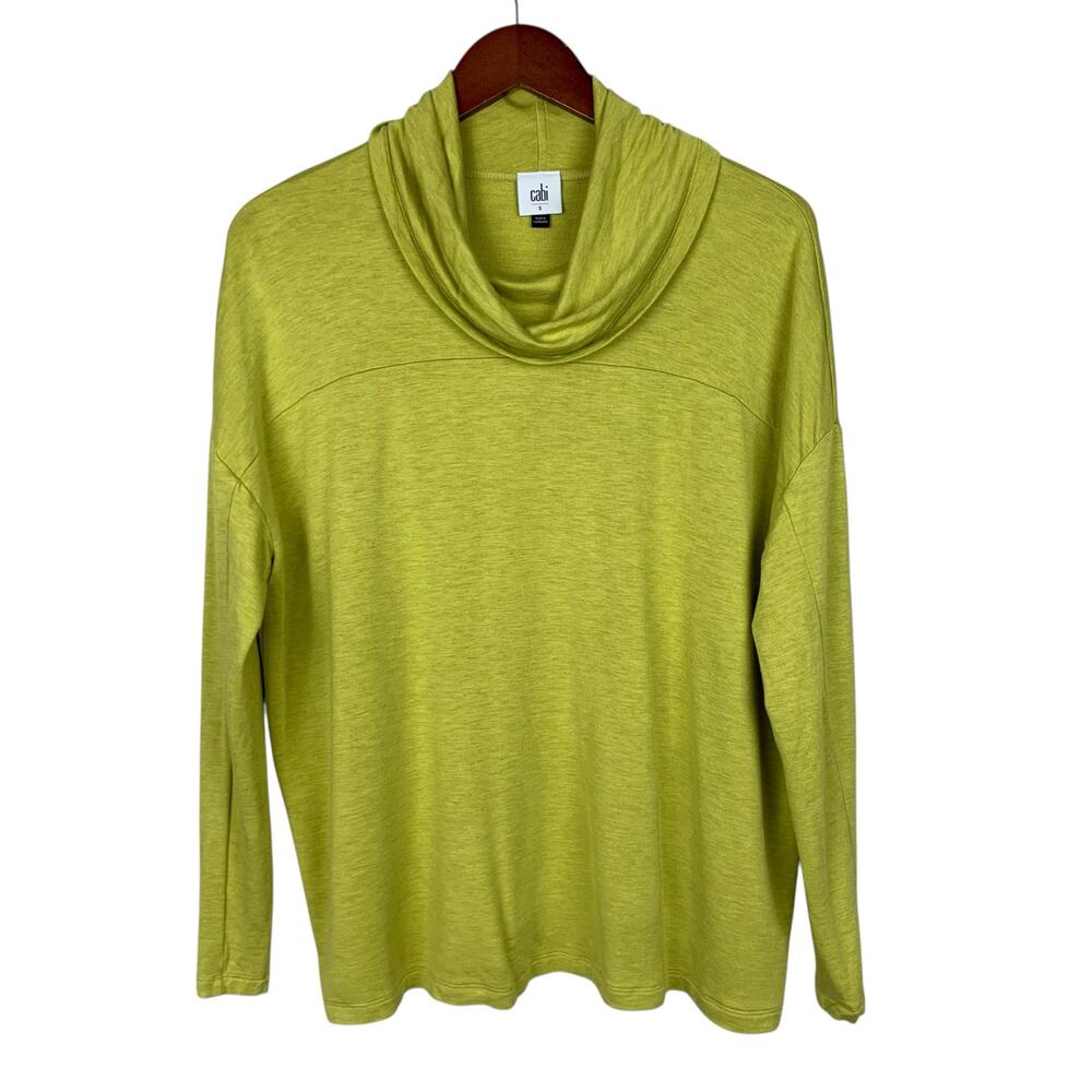 Cabi Ease Turtleneck Long Sleeve Shirt Top Moss Gold Soft Relaxed 4193 Women's S